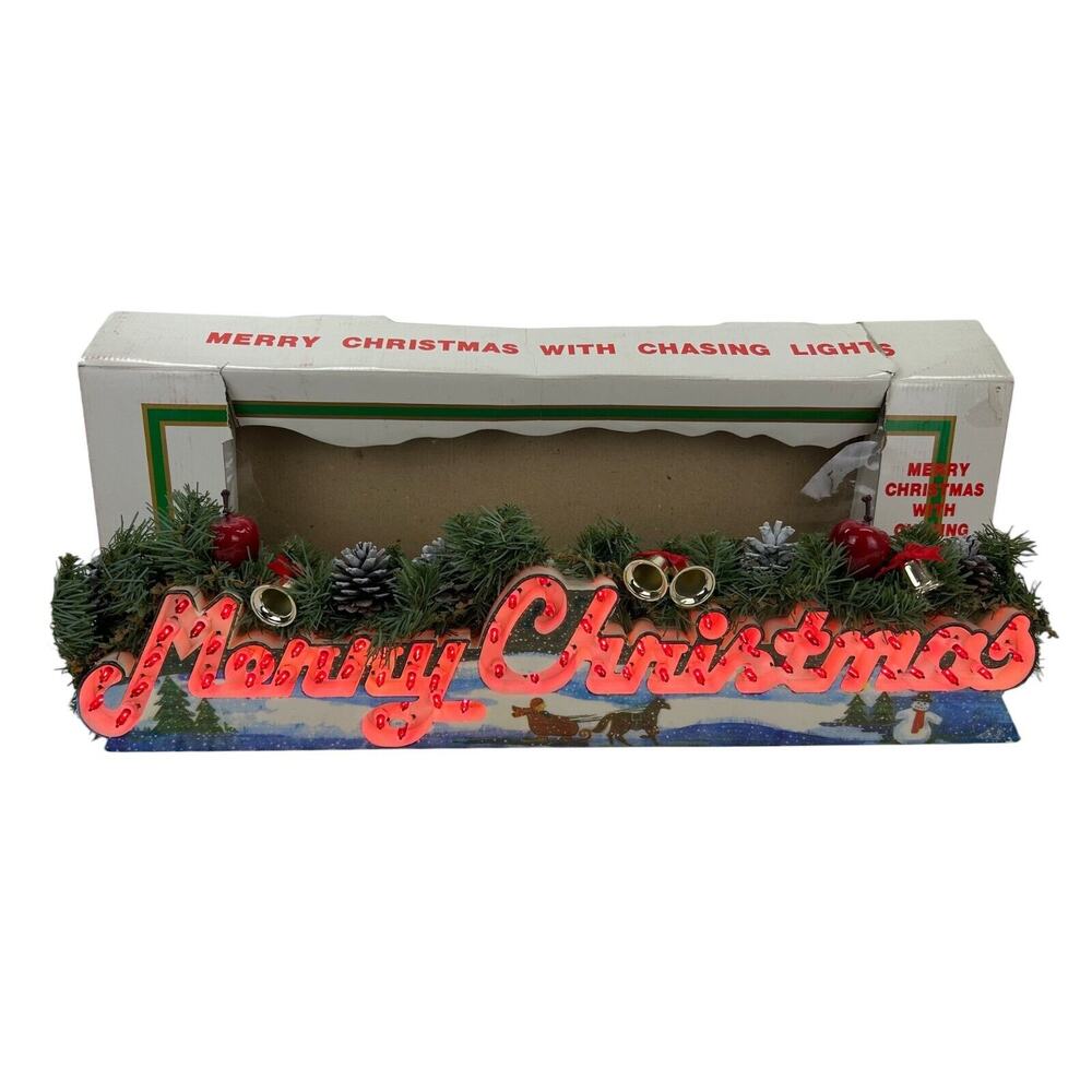 Vtg Christmas Mantle Light Rare Find Merry Christmas With Chasing Lights